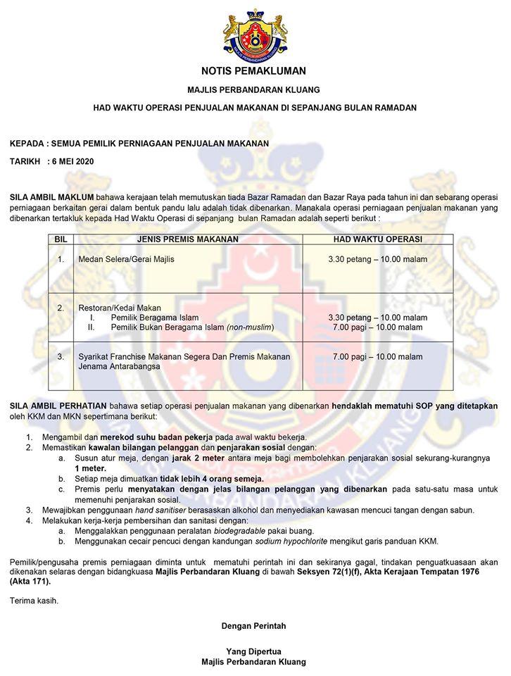 Operation Of Business Premise Mcoc Official Portal Of Kluang Municipal Council Mpk