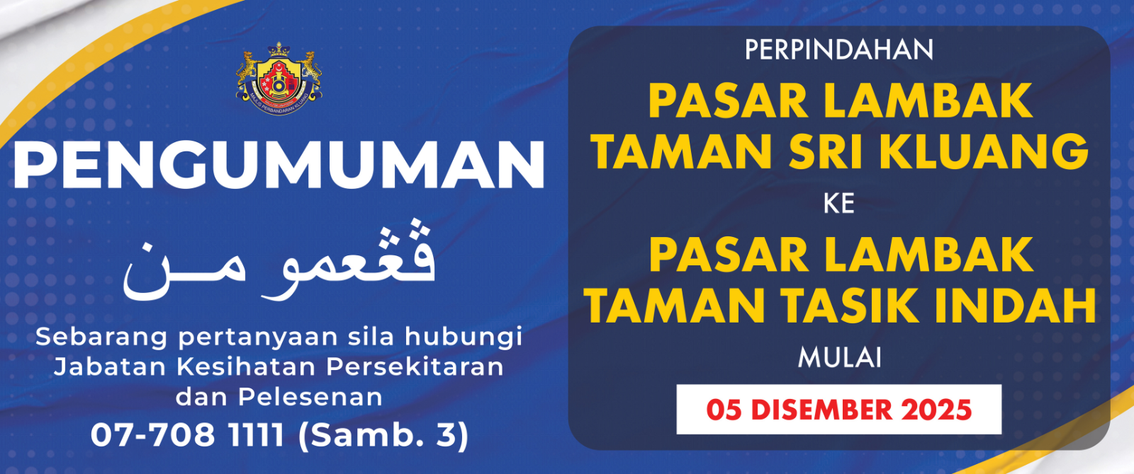 Perpindahan Pasar Lambak Taman Sri Kluang
