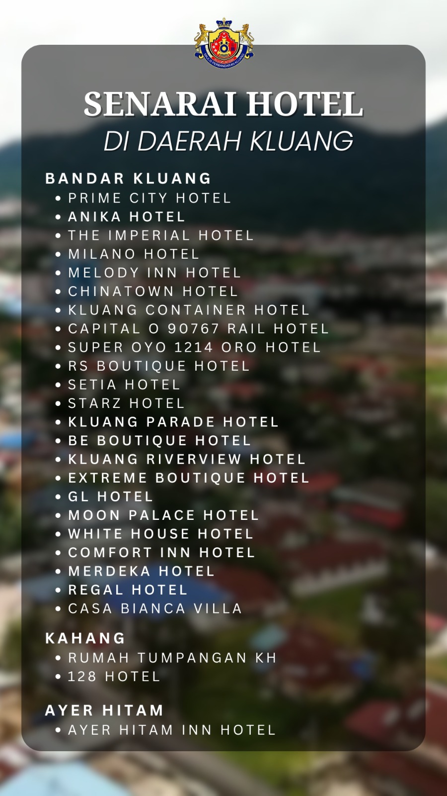 Senarai Nama Hotel Kluang