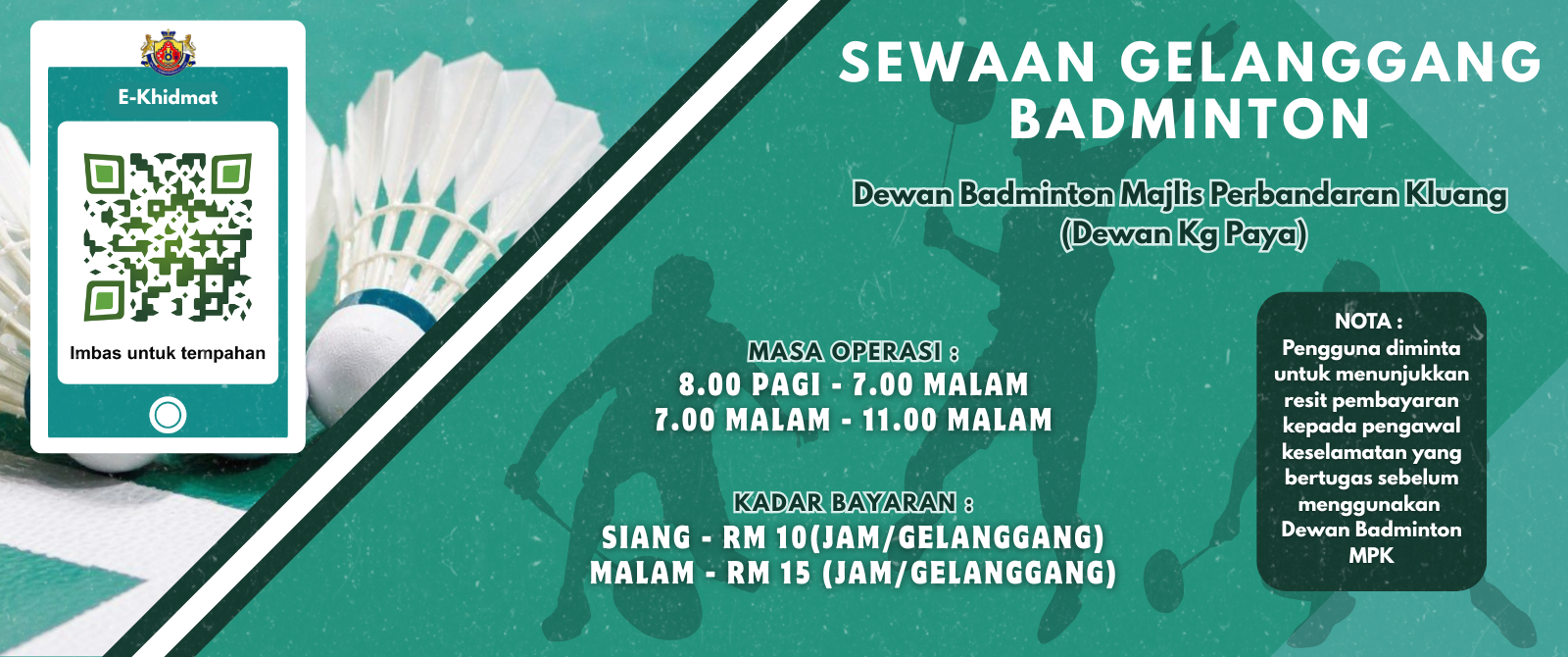 Sewaan Gelanggang Badminton