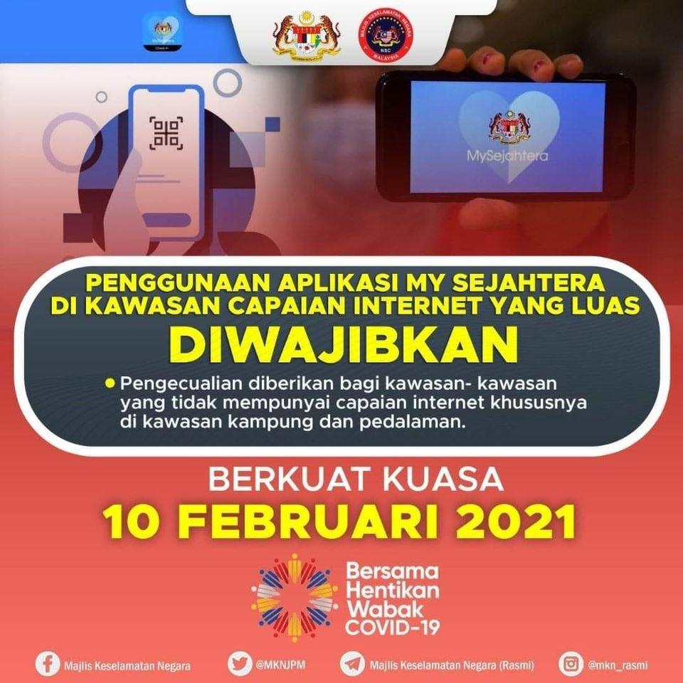 The Use Of Mysejahtera Application In The Internet Access Area Is Required 10 February 2021 Official Portal Of Kluang Municipal Council Mpk