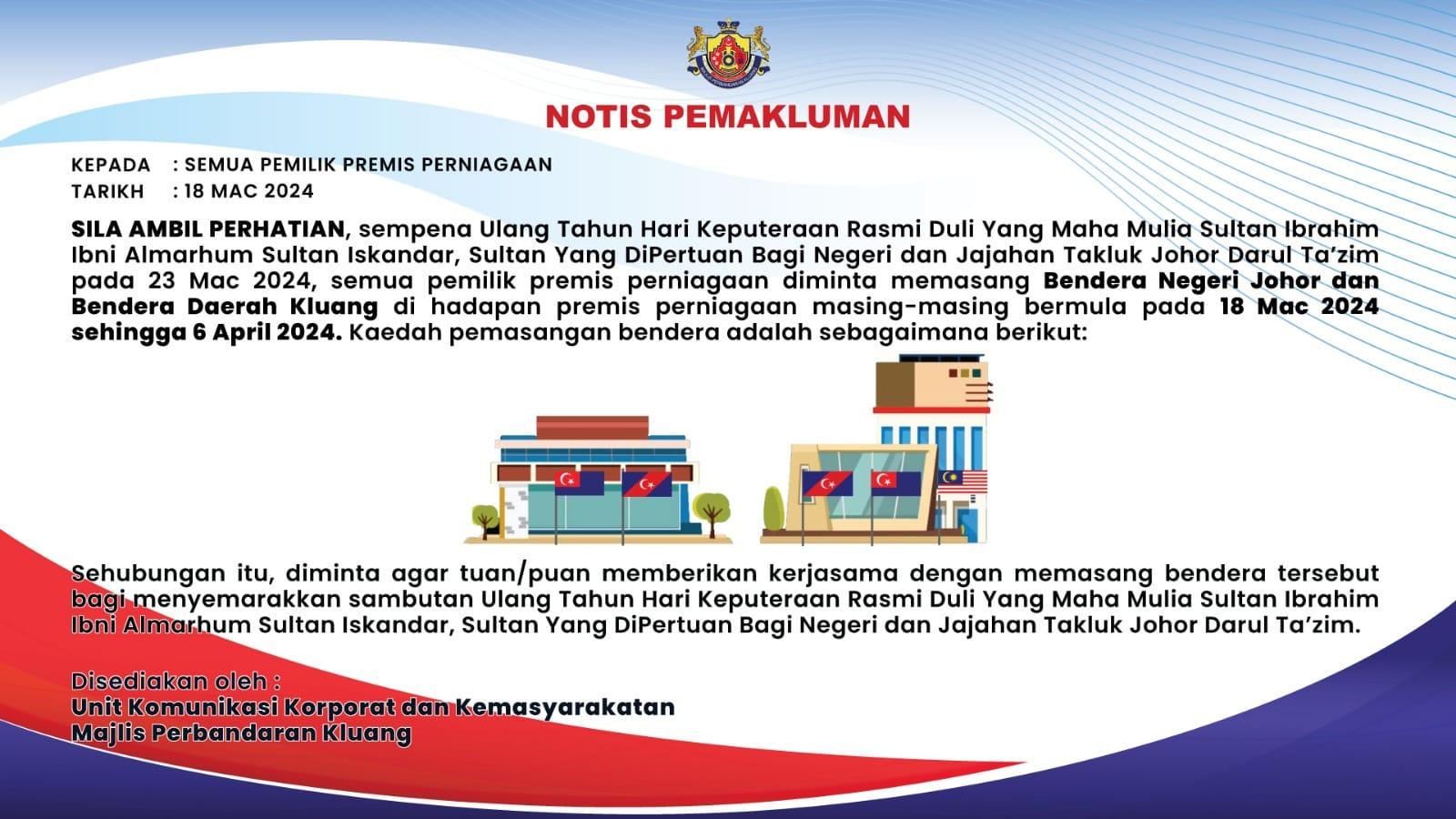 Notis Pemasangan Bendera