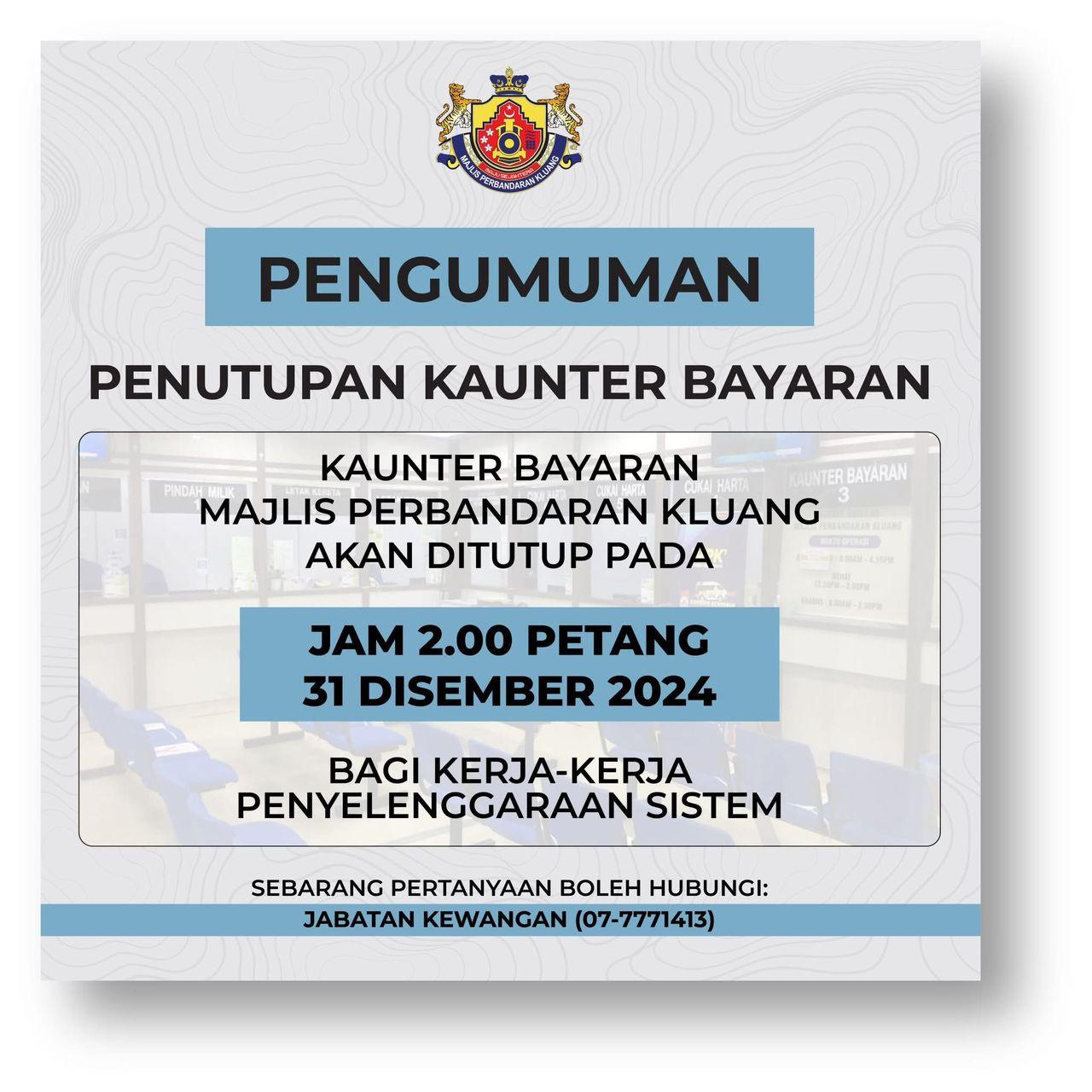 Penutupan Kaunter Bayaran