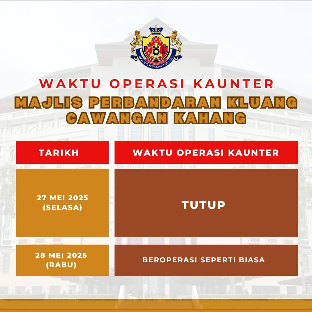 Waktu Operasi Kaunter MPK Cawangan Kahang