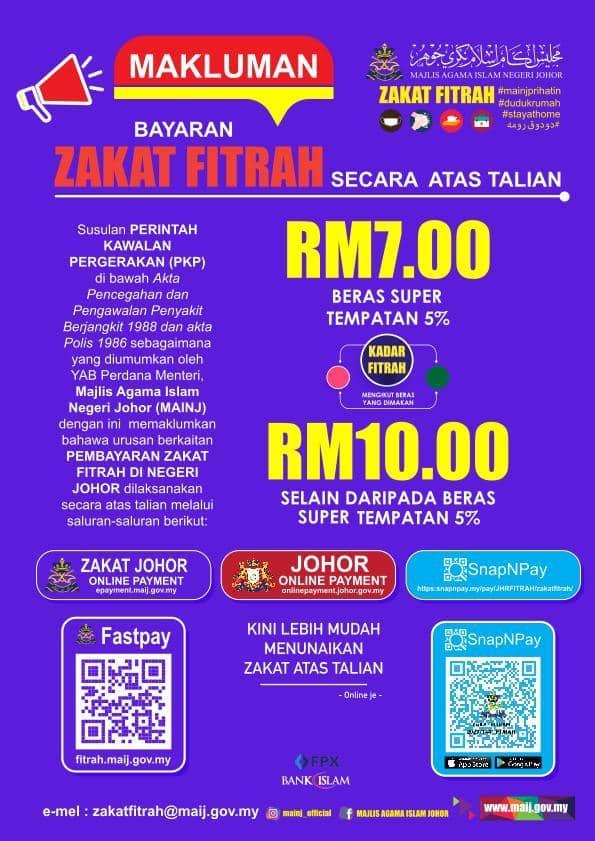 Pembayaran Zakat Fitrah Di Negeri Johor Atas Talian Portal Rasmi Majlis Perbandaran Kluang Mpk
